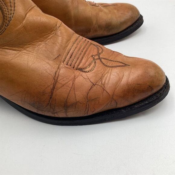 Vintage 1977 Stewart Boot Co. Western Cowboy Boots Brown Leather 9.5 D - Picture 4 of 12